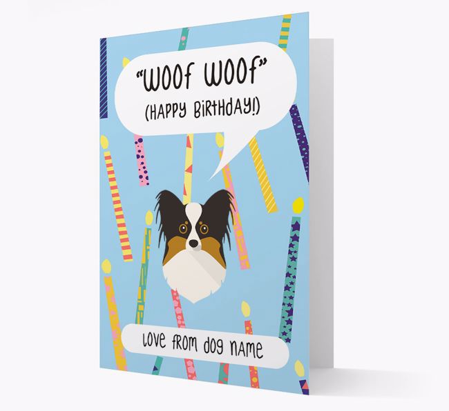 Personalized 'Woof Woof' Birthday Card with {breedFullName} Icon